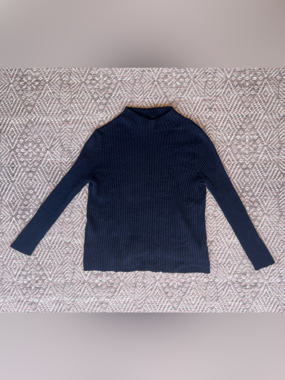 Vince Cashmere Silk Sweater L Black Ribbed Mock Neck 70% Cashmere 30% Silk